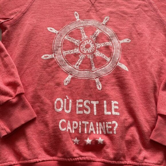 Zara Red “Qu Est Me Captaine?” Sweatshirt Size 11/12 - Picture 4 of 6